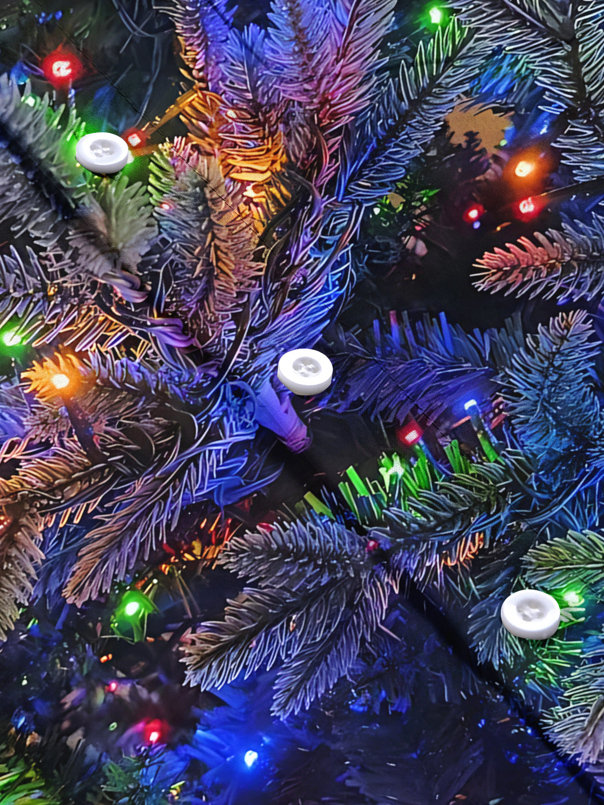 Christmas Tree Lights Print Men's Pocket Short Sleeve Shirts