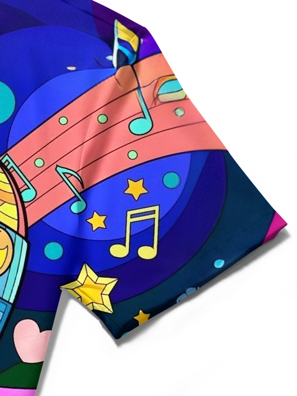 Headphone Note Print Men's Pocket Short Sleeve Shirts