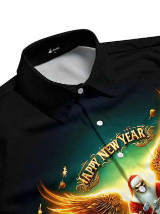 men's gothic print shirt side view