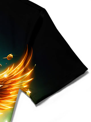 men's skull print shirt close-up short sleeve