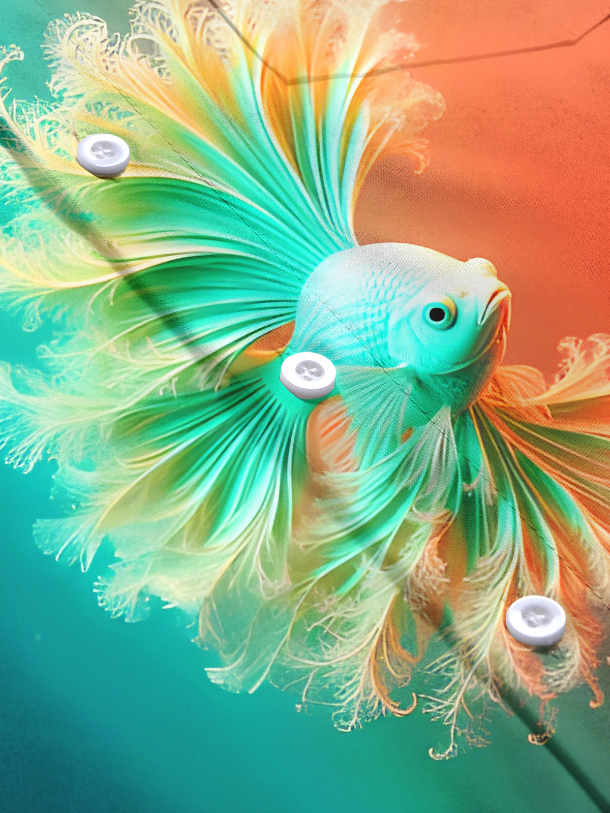 Fun Gradient Flowing Tail Ornamental Fish Men's Pocket Long Sleeve Shirts