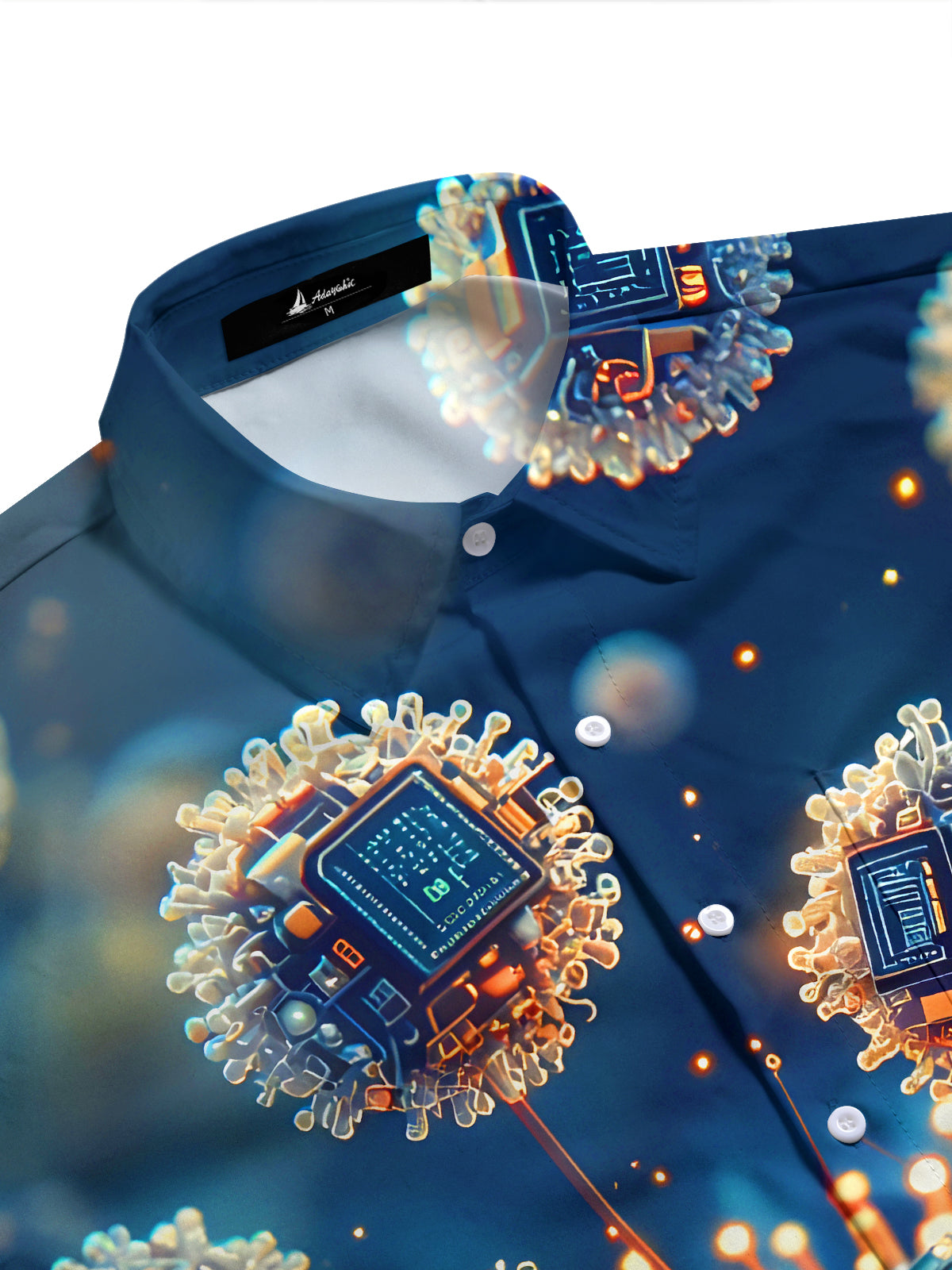 Circuit Board Organism Men's Pocket Long Sleeve Shirts