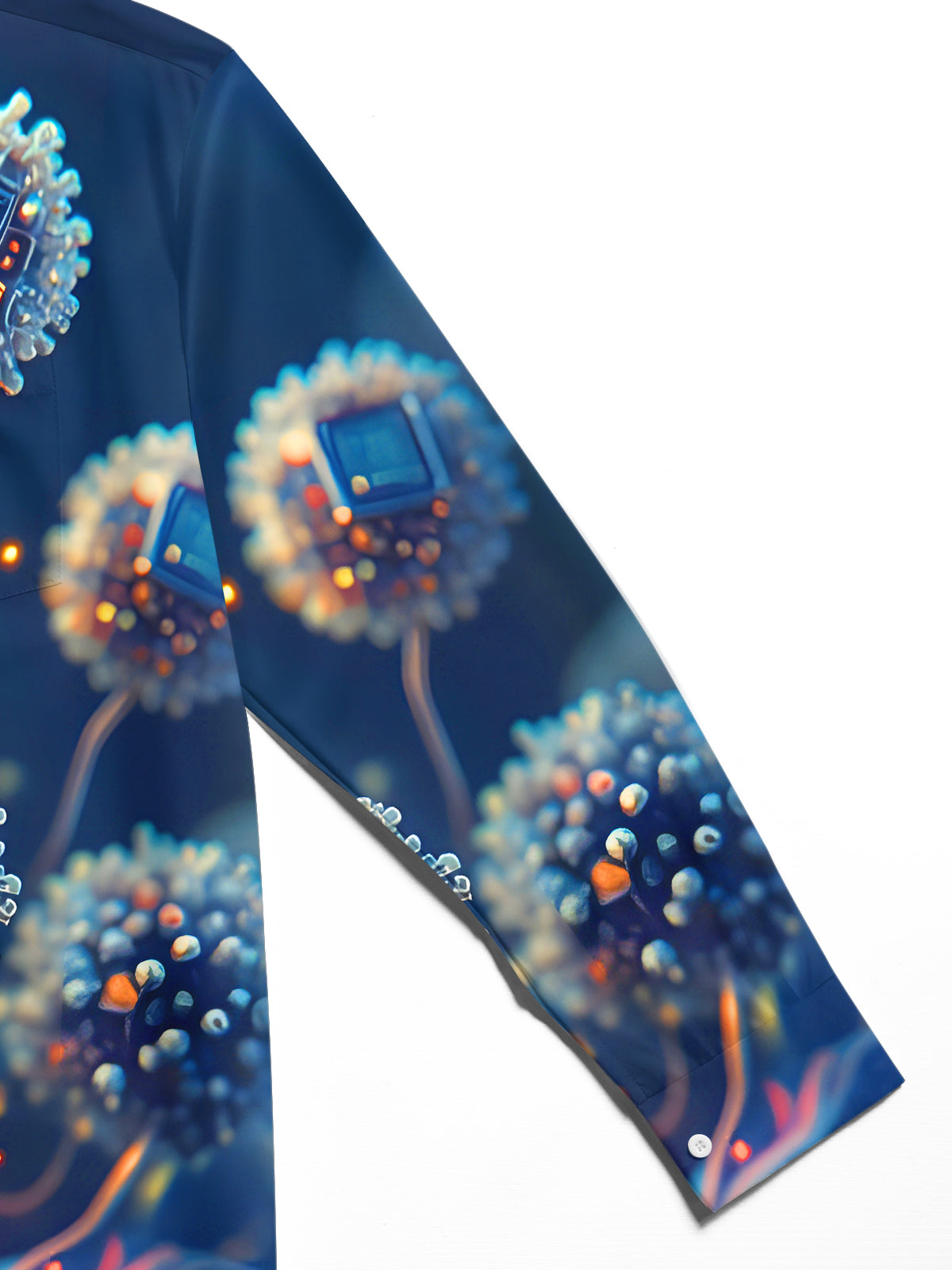 Circuit Board Organism Men's Pocket Long Sleeve Shirts