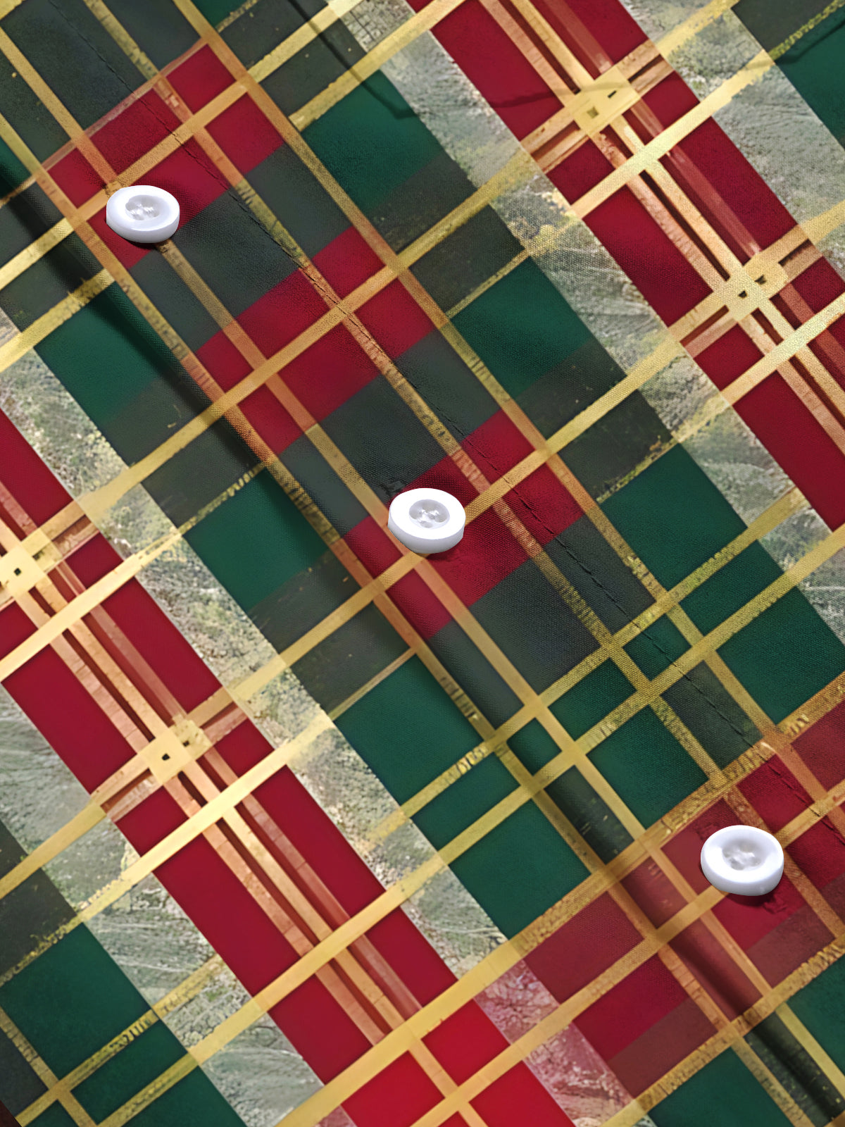 Holiday Christmas Plaid Art Men's Pocket Long Sleeve Shirts