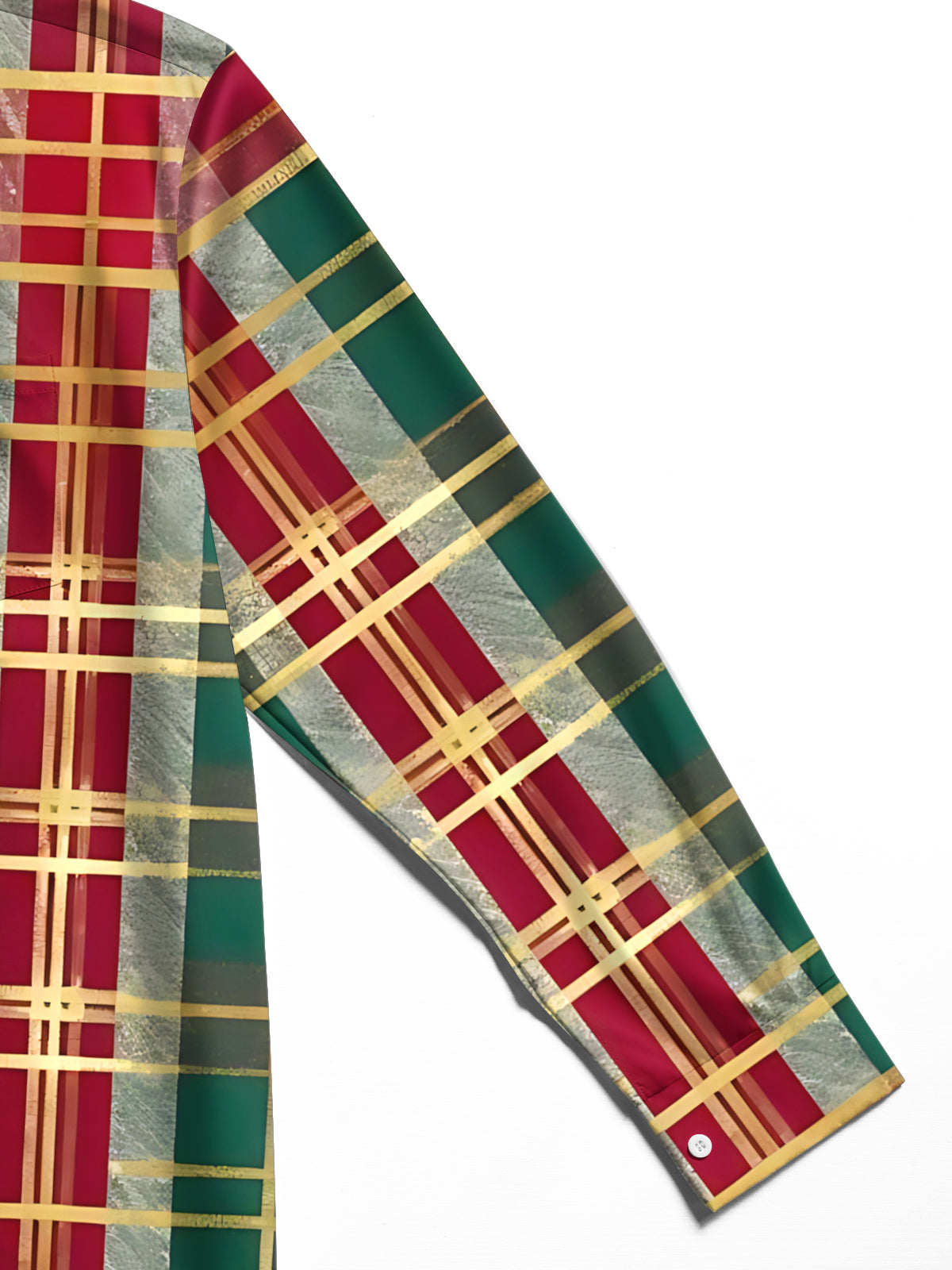 Holiday Christmas Plaid Art Men's Pocket Long Sleeve Shirts