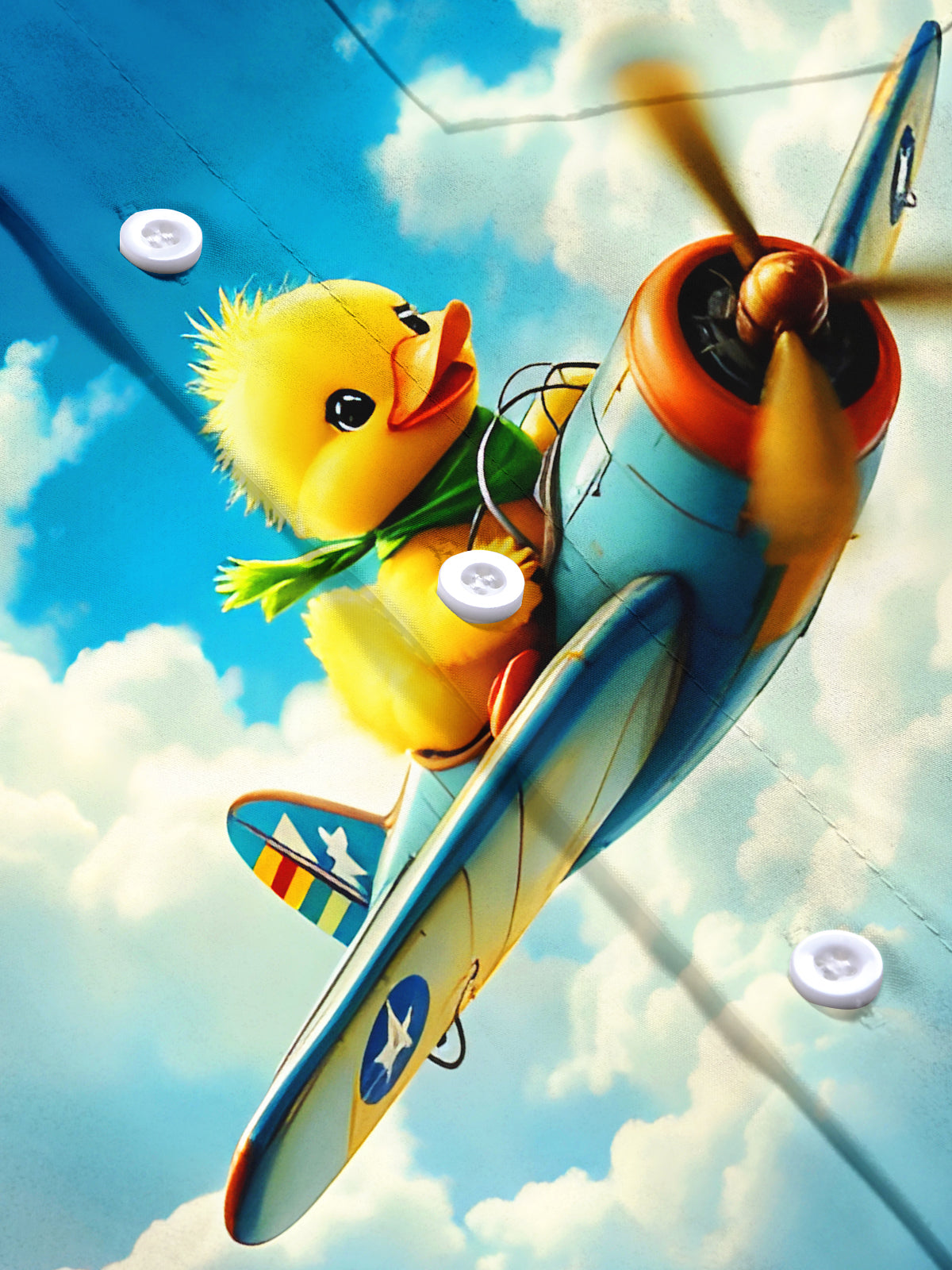 Fun Little Yellow Duck Flying Airplane Men's Pocket Short Sleeve Shirts