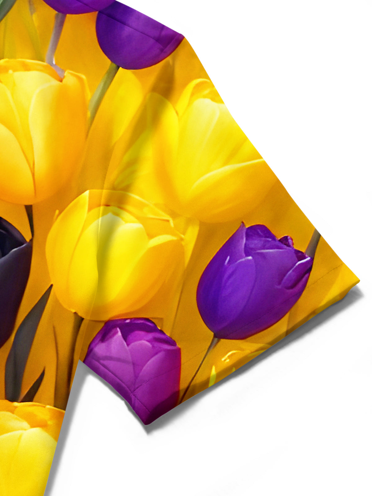 Hawaiian Colorful Tulips Floral Men's Pocket Short Sleeve Shirts