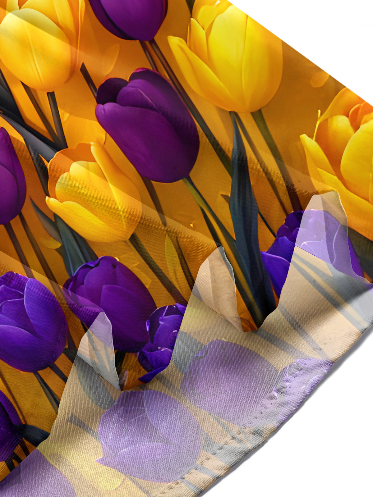 Hawaiian Colorful Tulips Floral Men's Pocket Short Sleeve Shirts