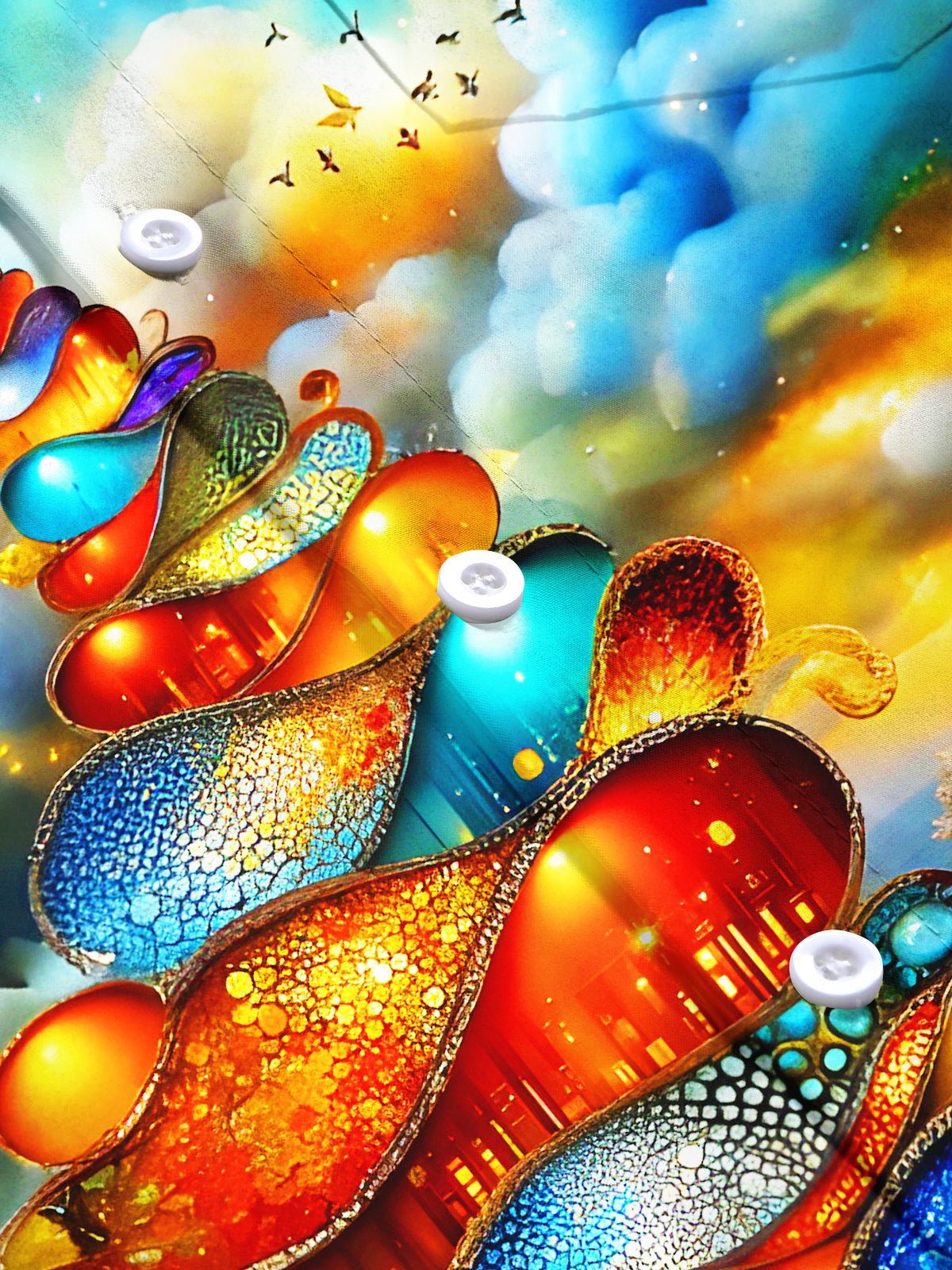 Art Vibrant Spiral Structure Dreamy Sky Men's Pocket Short Sleeve Shirts