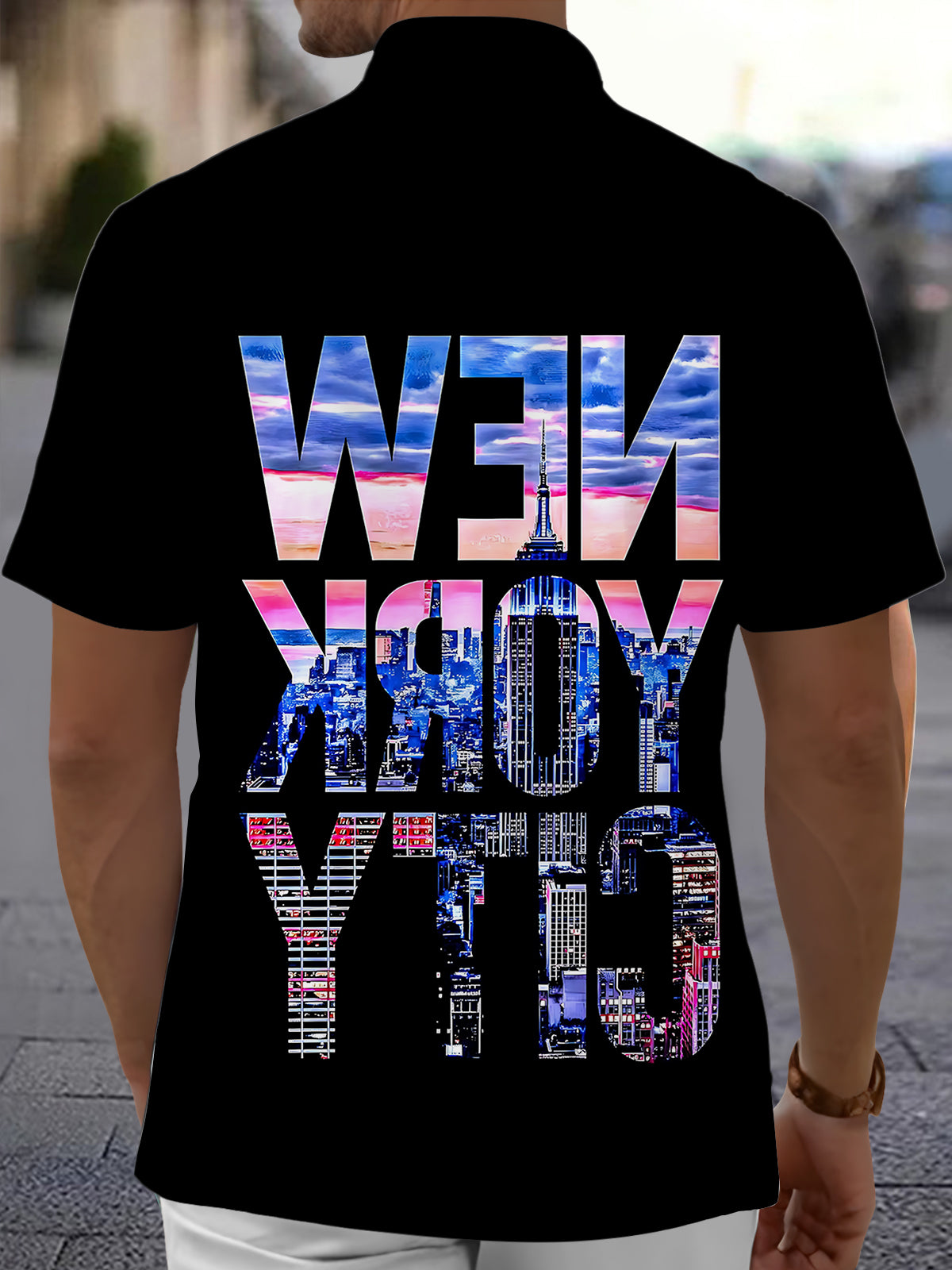 NEW YORK CITY Men's Pocket Short Sleeve Shirts