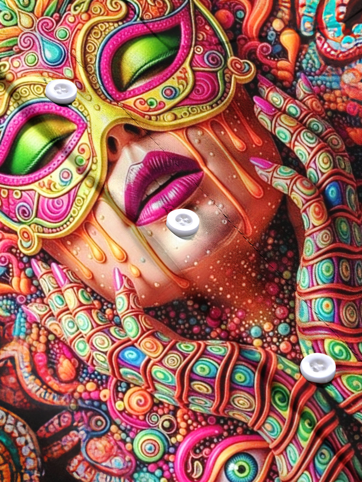 Face Mask Print Men's Pocket Short Sleeve Shirts