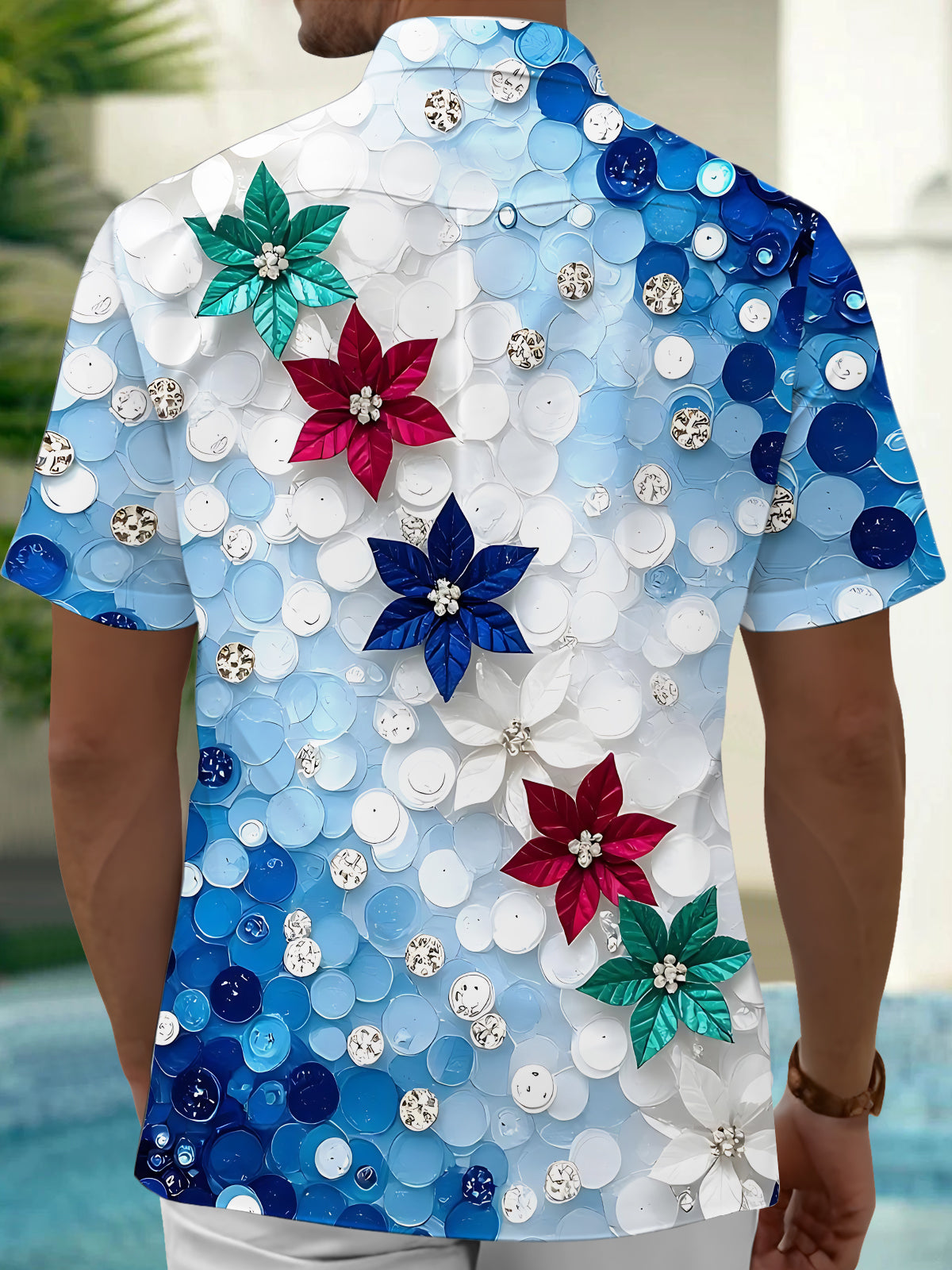 Floral Print Men's Pocket Short Sleeve Shirts