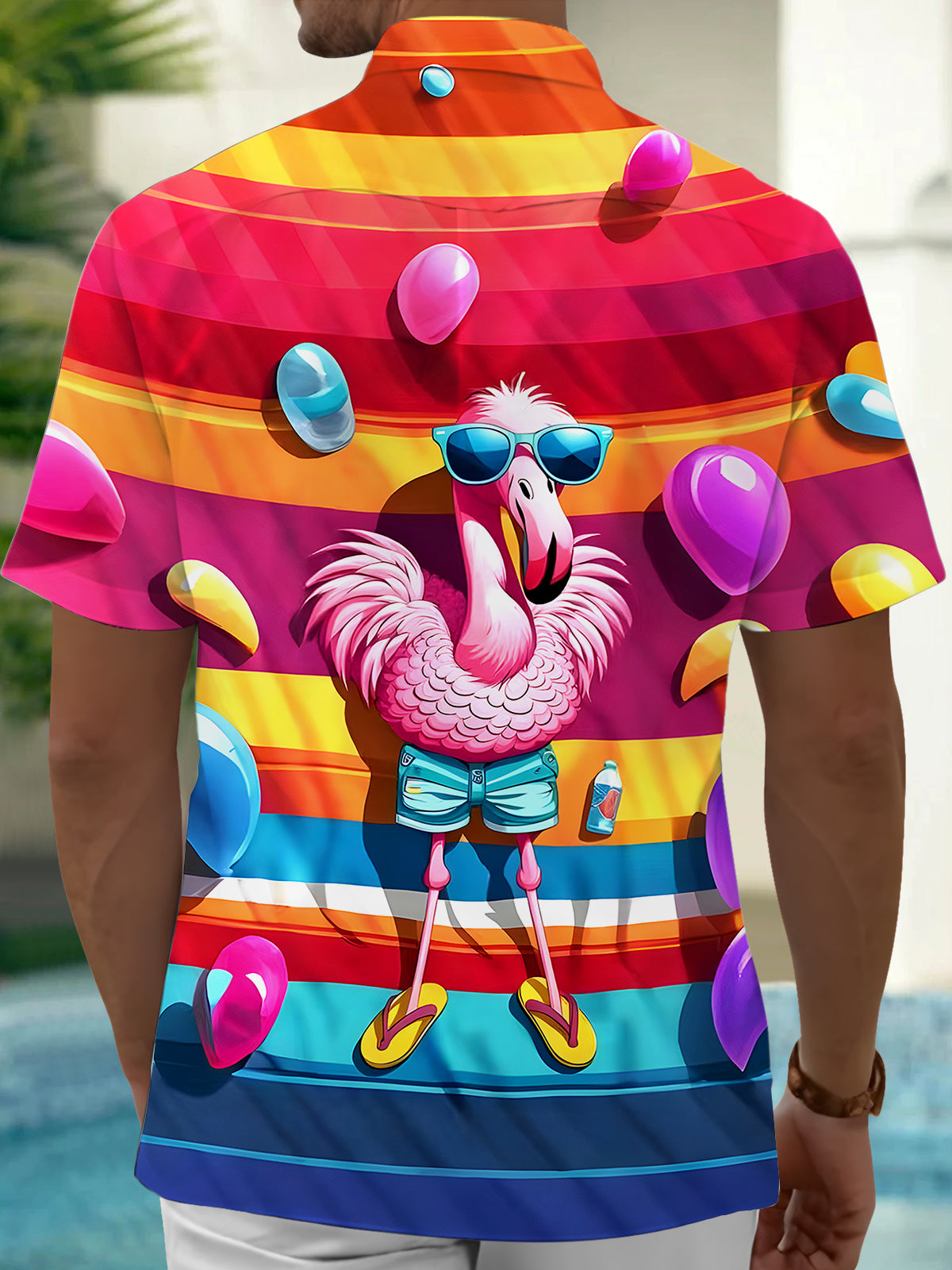 Hawaiian Flamingo Men's Pocket Short Sleeve Shirts
