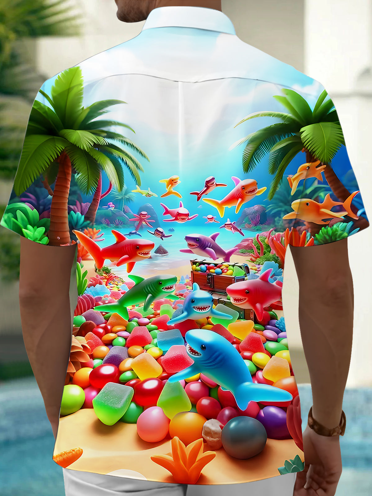 Hawaiian Shark Men's Pocket Short Sleeve Shirts