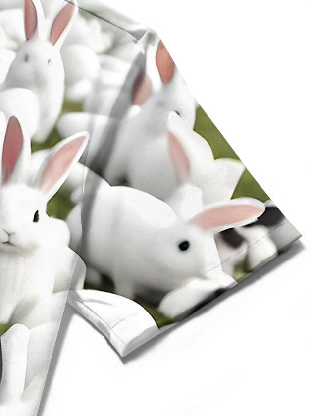 men's rabbit pocket short sleeve shirt fabric detail close-up