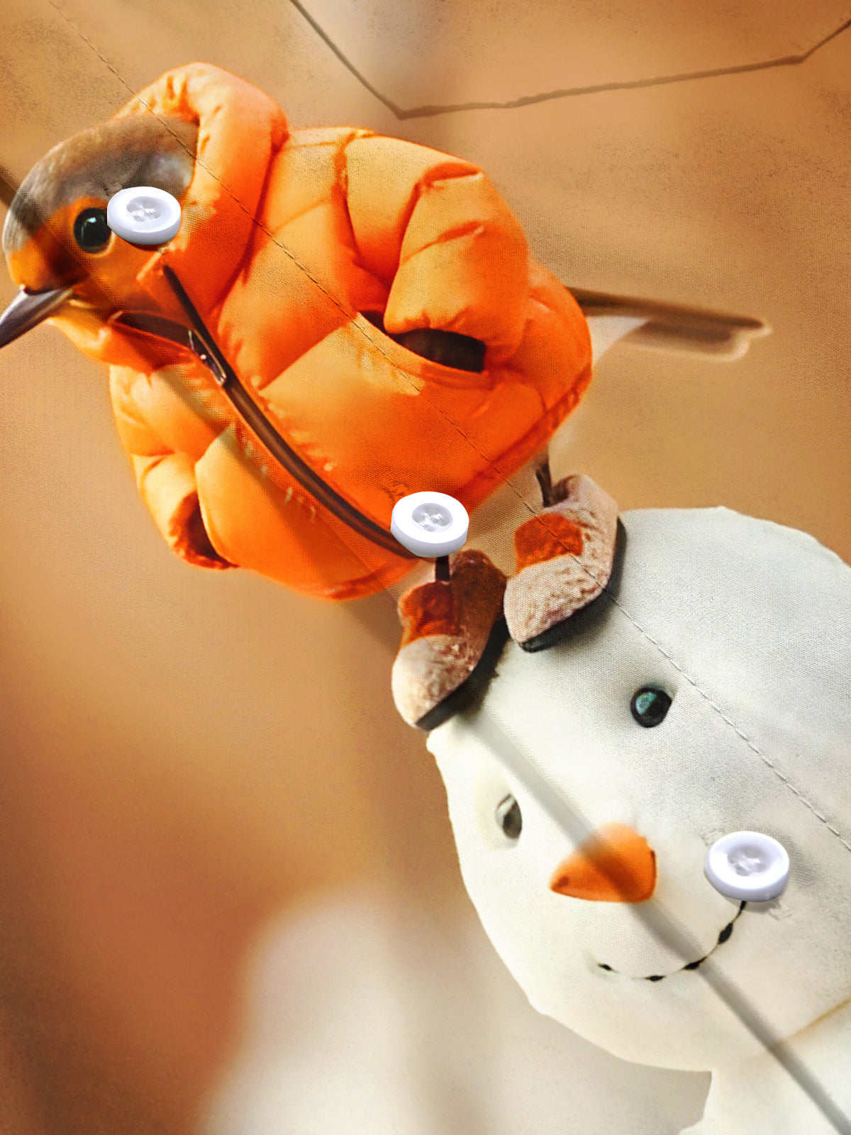 Fun Down Jacket Little Bird Snowman Men's Pocket Short Sleeve Shirts