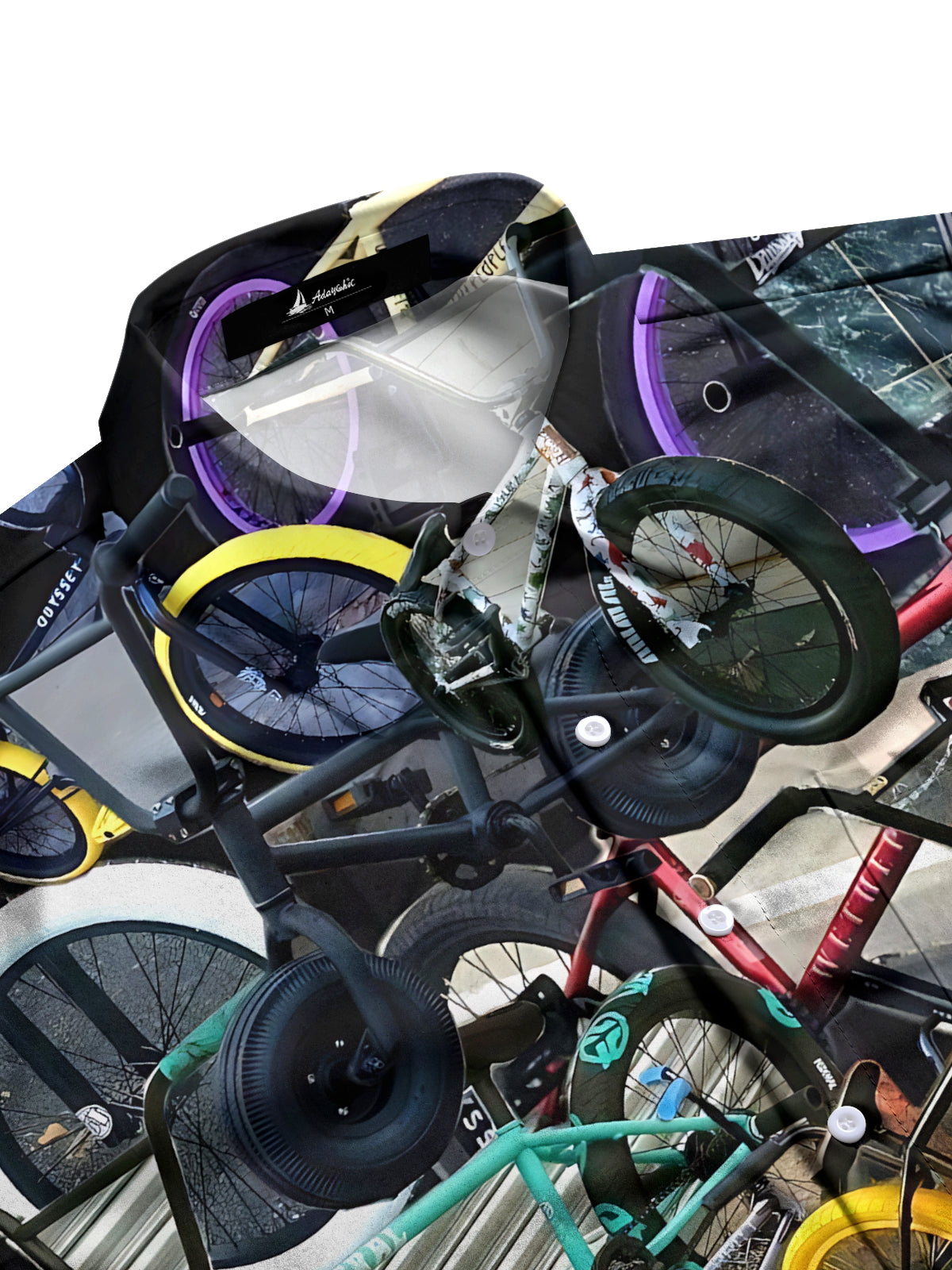 Bicycle Print Men's Pocket Short Sleeve Shirts