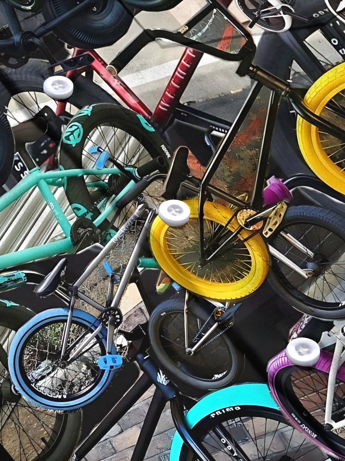 Bicycle Print Men's Pocket Short Sleeve Shirts