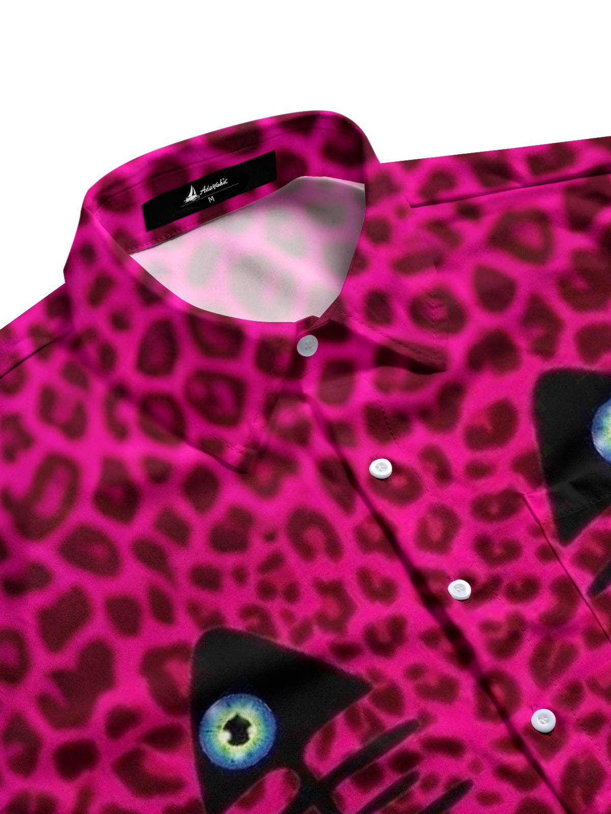 Fishbone Leopard Print Men's Pocket Short Sleeve Shirts