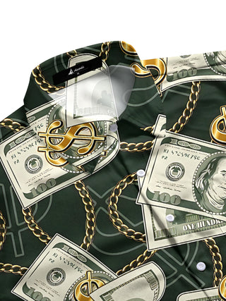 Men's dollar print pocket half sleeve shirt side view
