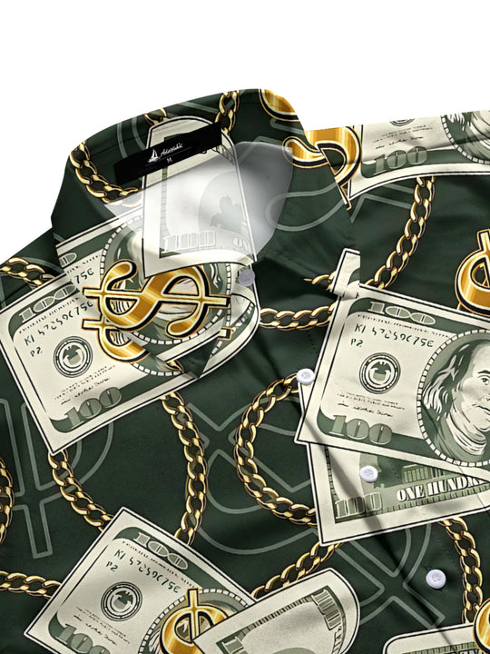 Men's dollar print pocket half sleeve shirt side view