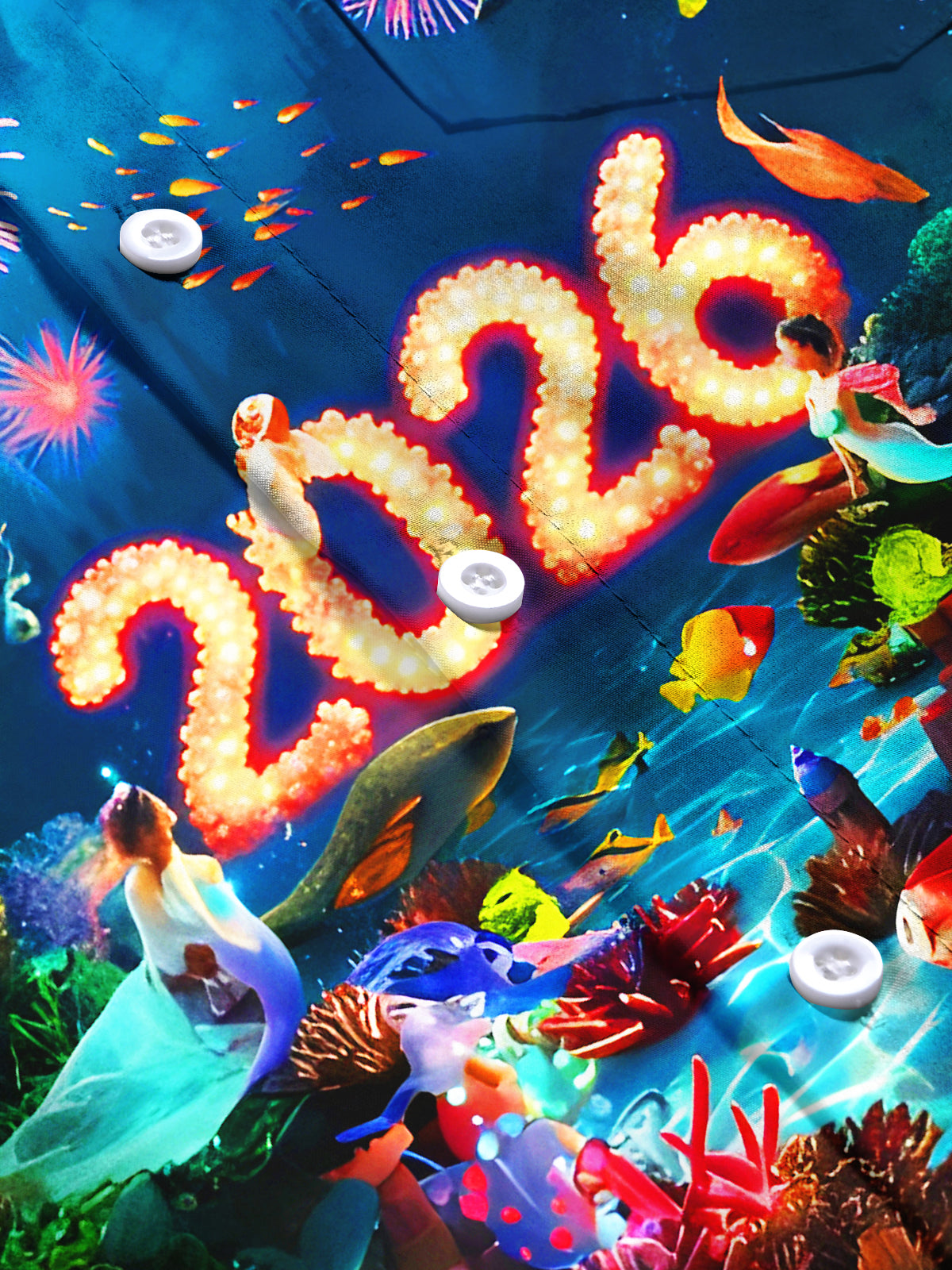 Fun Festivals 2026 New Year Underwater World Men's Pocket Short Sleeve Shirts