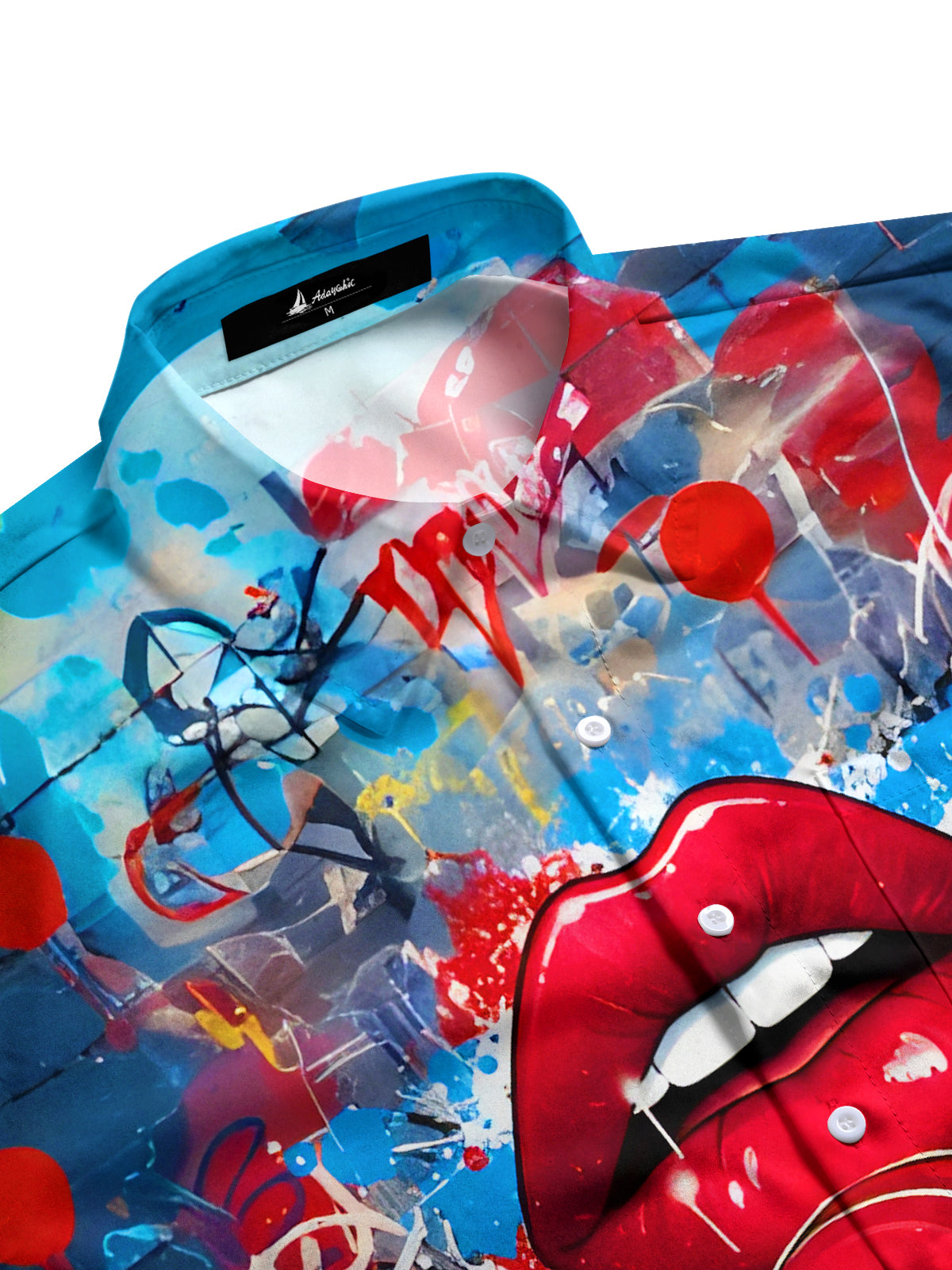 Art Graffiti Red Lips American Football Sports Men's Pocket Short Sleeve Shirts