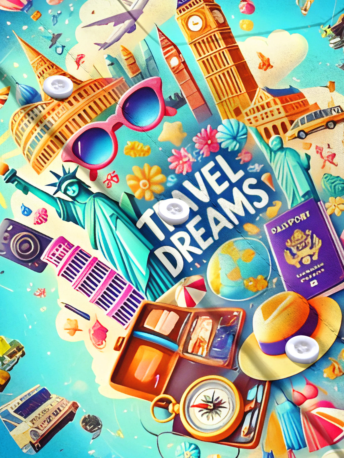 Fun Travel World Dream Men's Pocket Short Sleeve Shirts