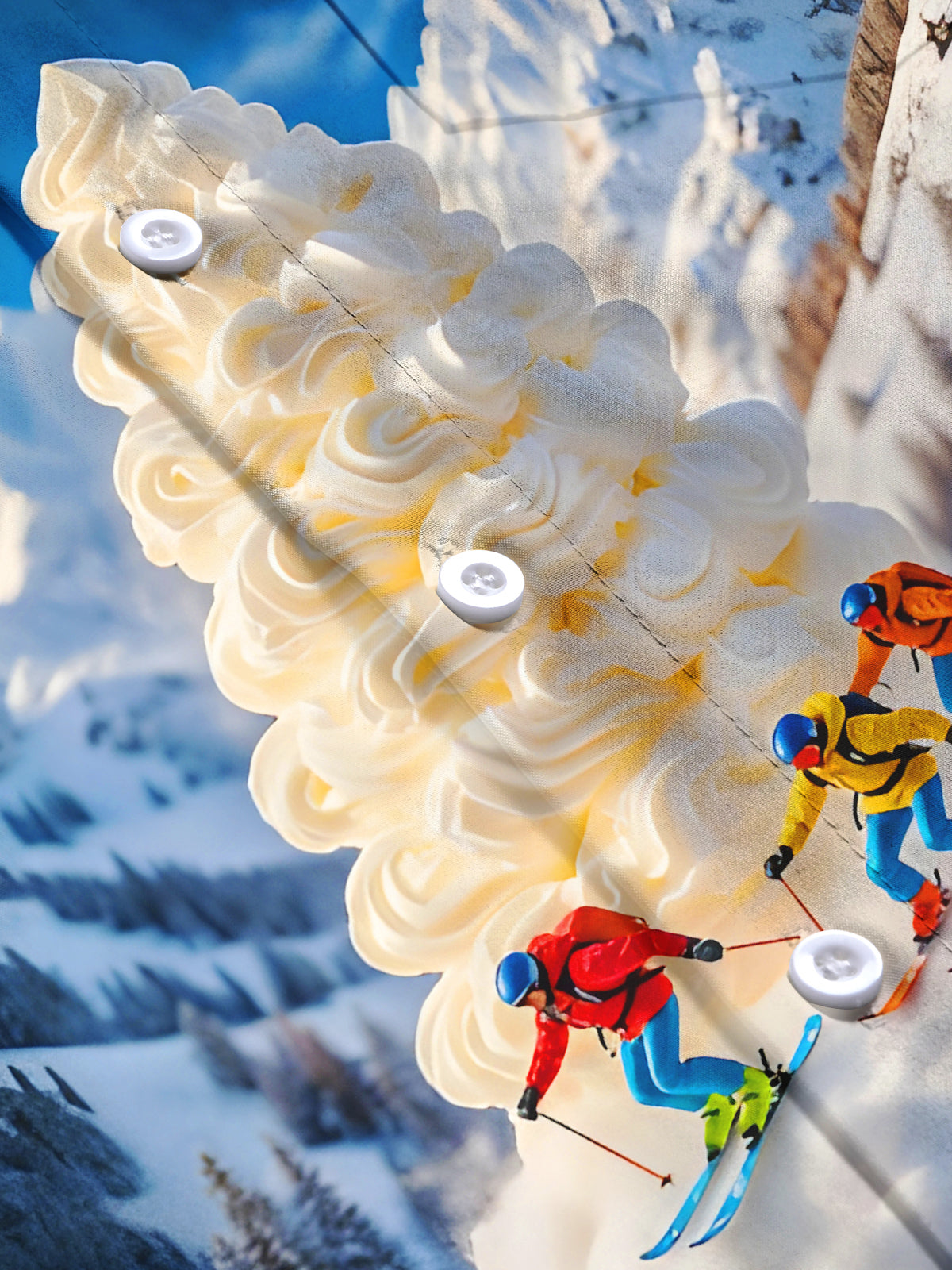 Fun Skiing Creamy Snow-covered Mountain Men's Pocket Long Sleeve Shirts