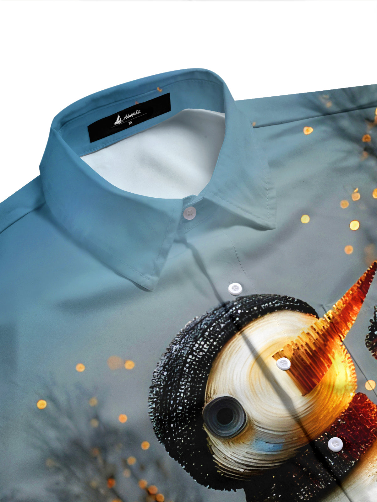 Fun Snowman Street Scene Men's Pocket Long Sleeve Shirts