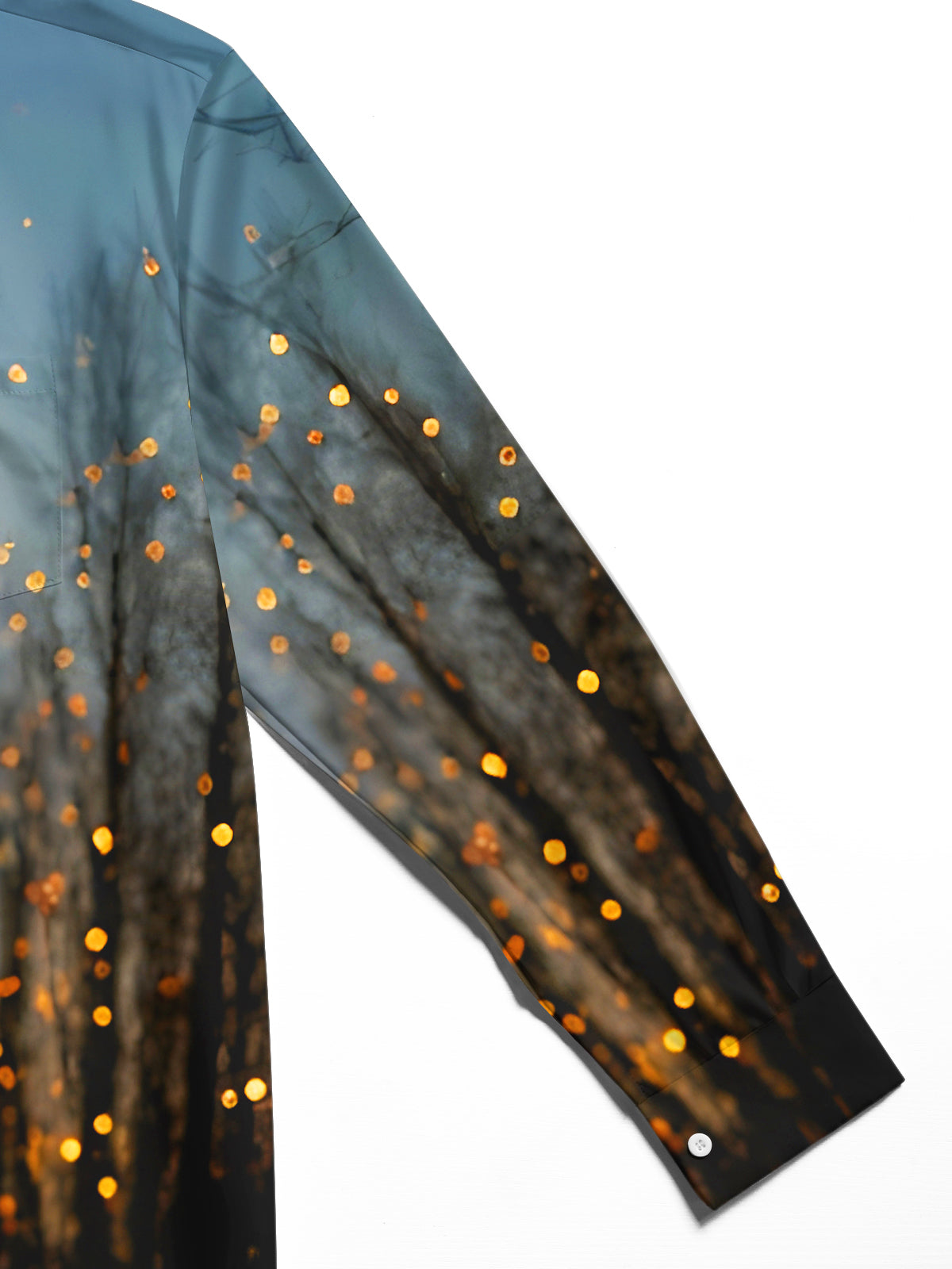 Fun Snowman Street Scene Men's Pocket Long Sleeve Shirts