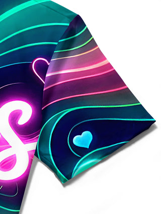 men's Valentine's Day shirt close-up short sleeve