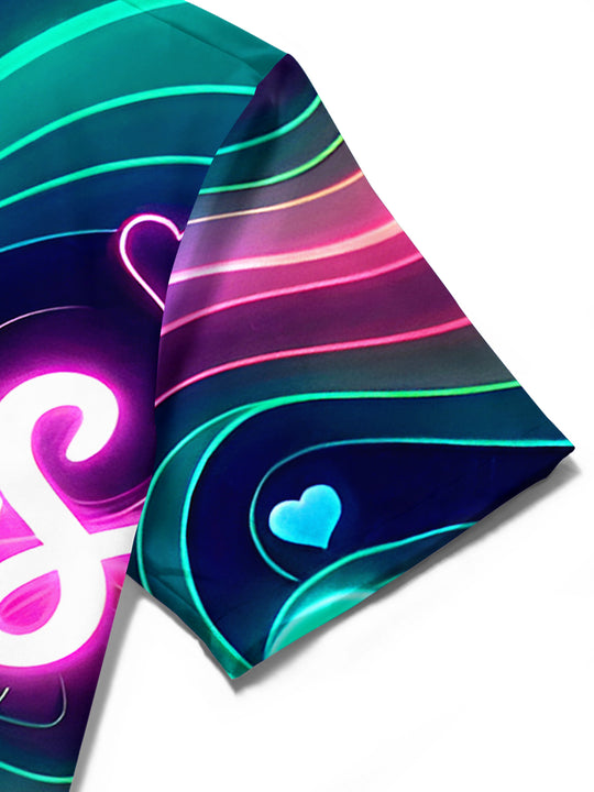 men's Valentine's Day shirt close-up short sleeve