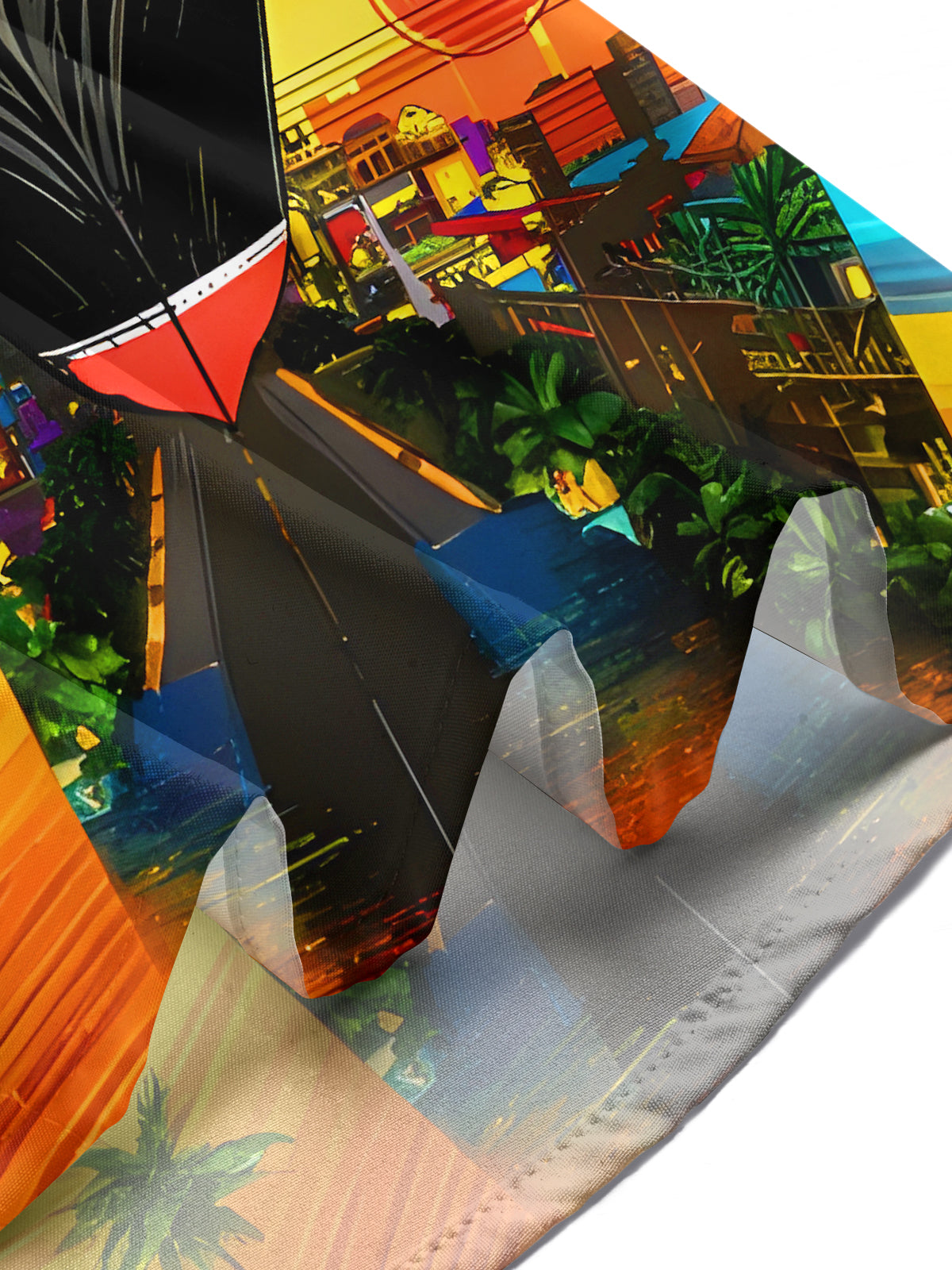 Fun Music Instruments Notes Cruise Ship Cityscape Men's Pocket Long Sleeve Shirts