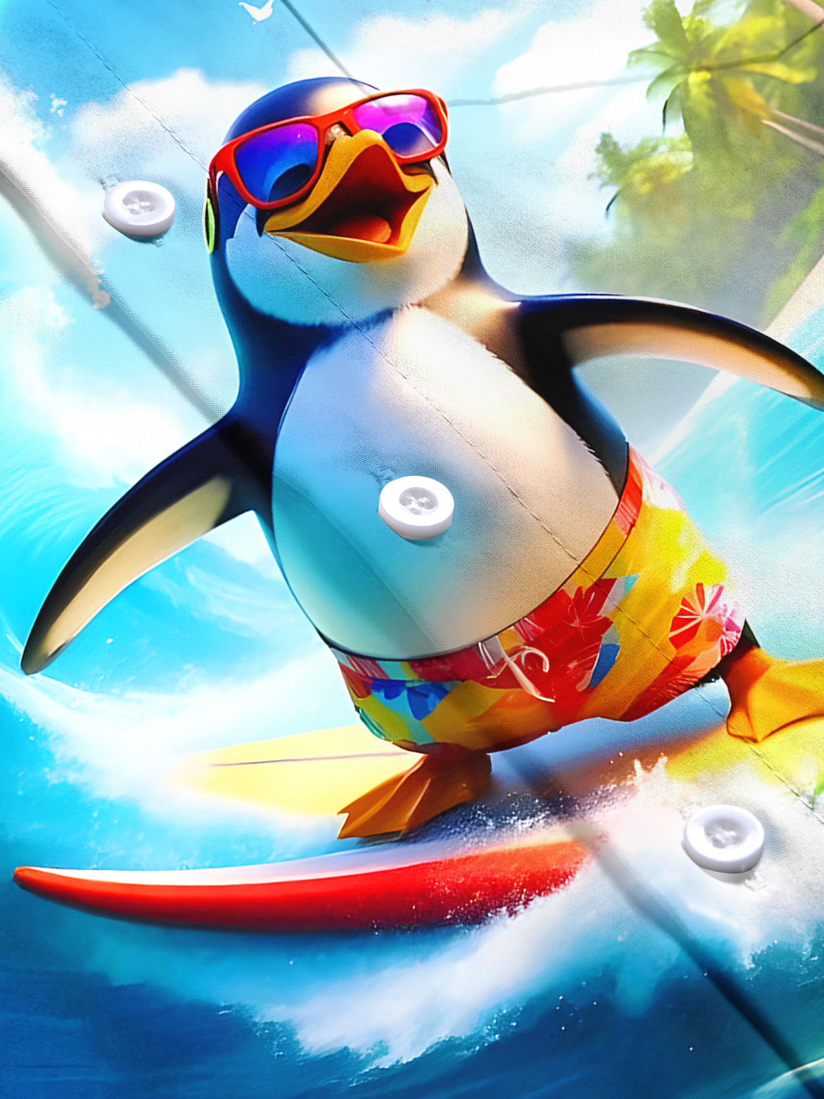 Hawaiian Penguin Surfing Men's Pocket Short Sleeve Shirts