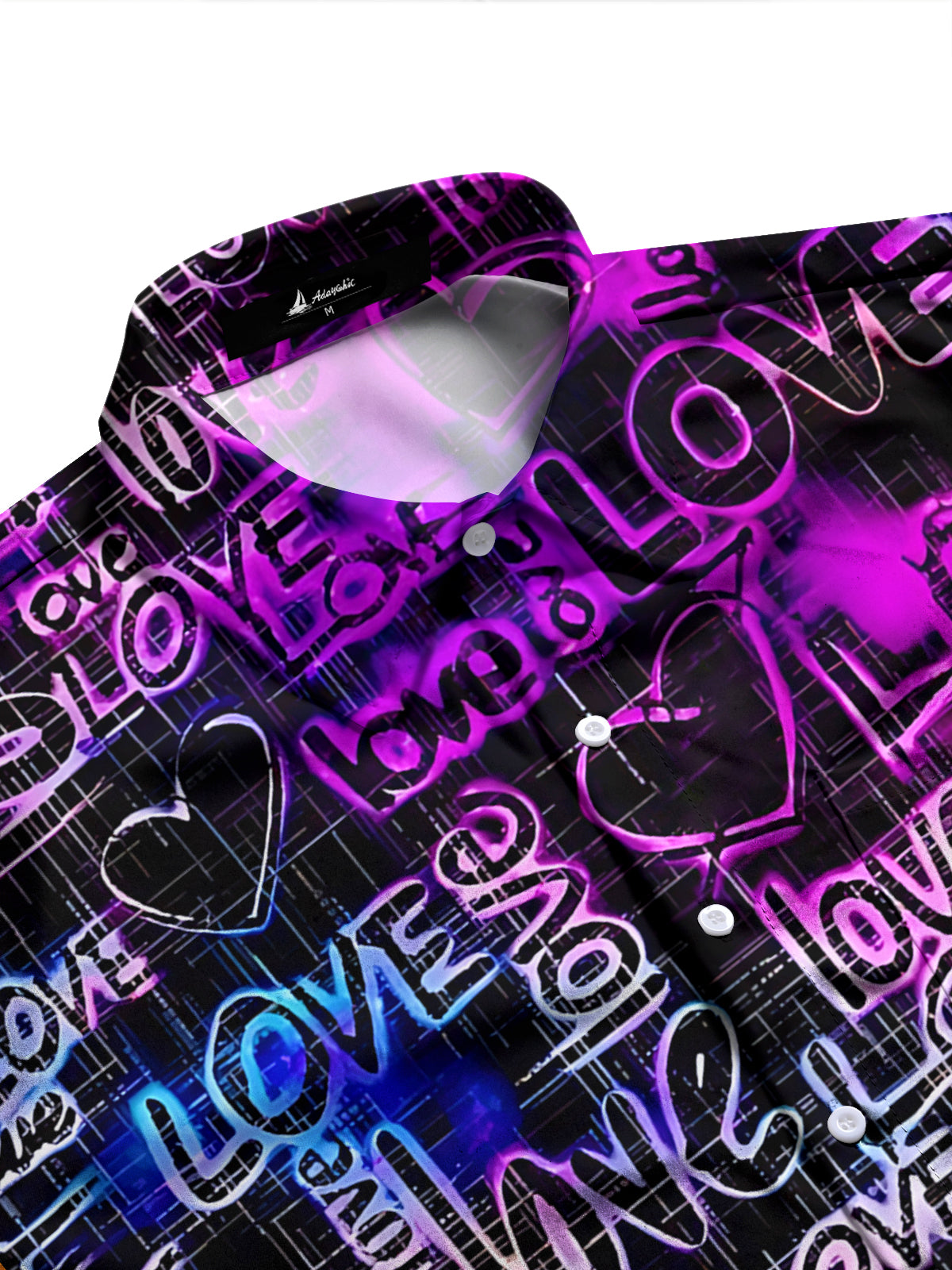 Love Print Men's Pocket Long Sleeve Shirts
