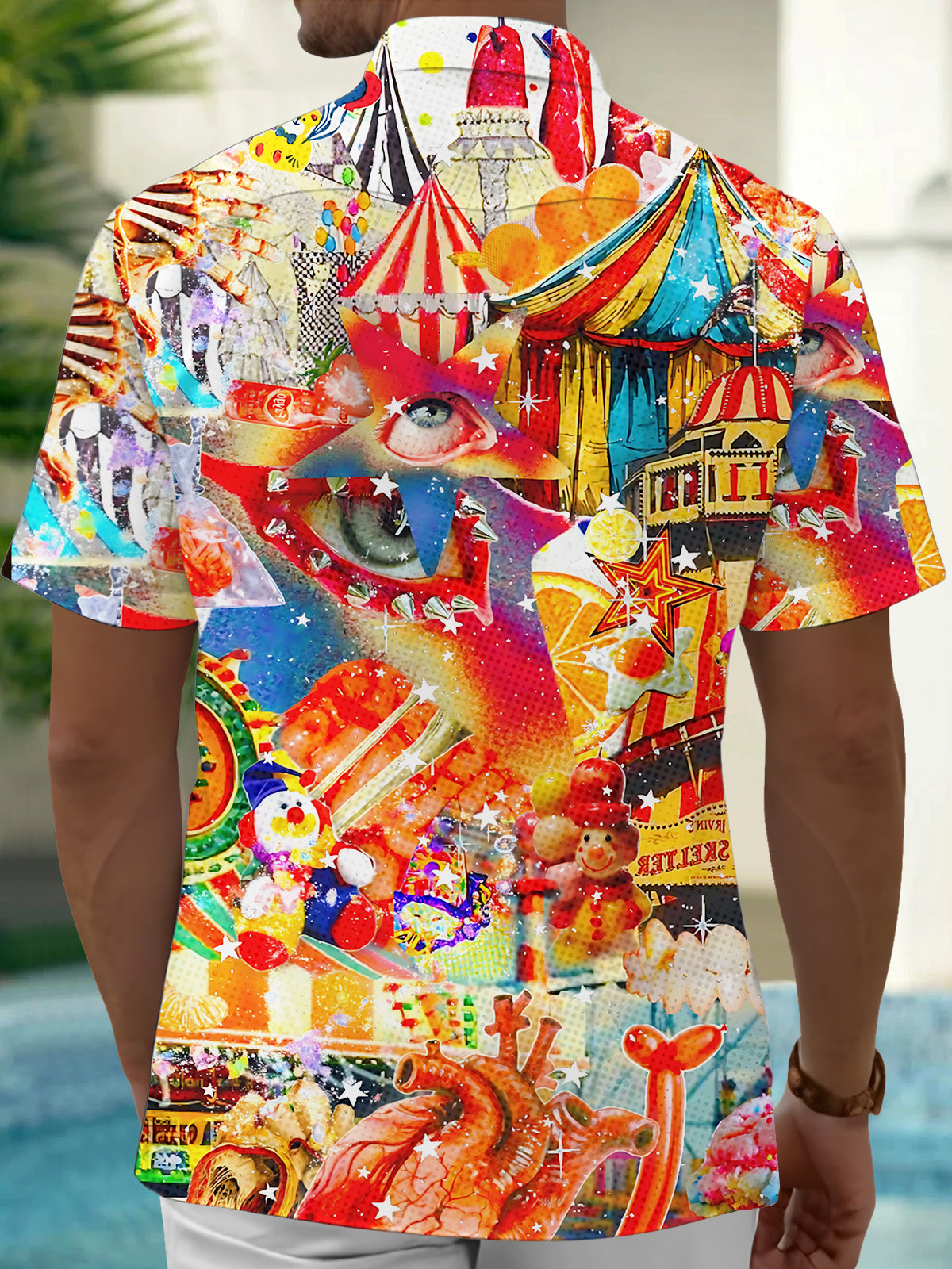 Carnival Art Print Men's Pocket Short Sleeve Shirts