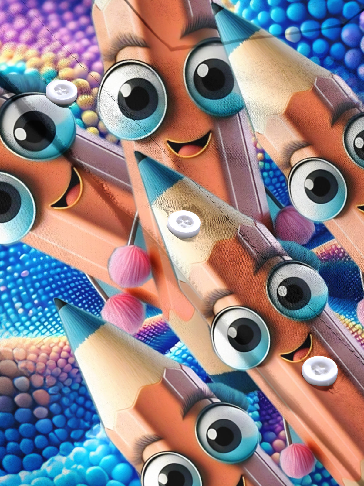 Funny Pencil Print Men's Pocket Short Sleeve Shirts