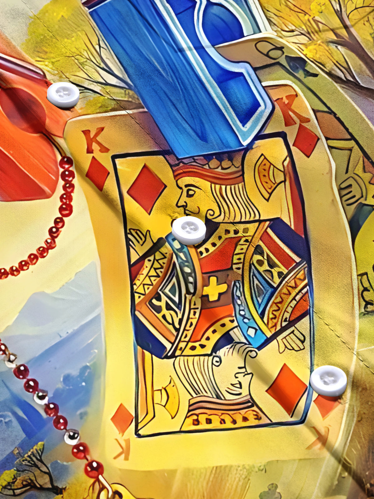 Poker Art Print Men's Pocket Short Sleeve Shirts