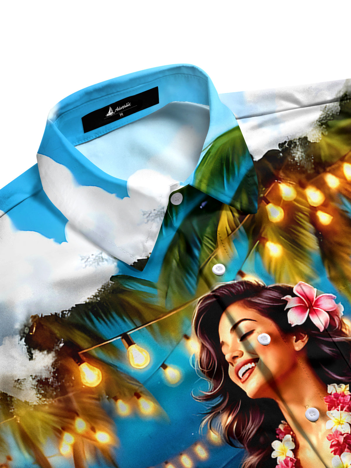 Hawaiian Beauty Girl Men's Pocket Short Sleeve Shirts