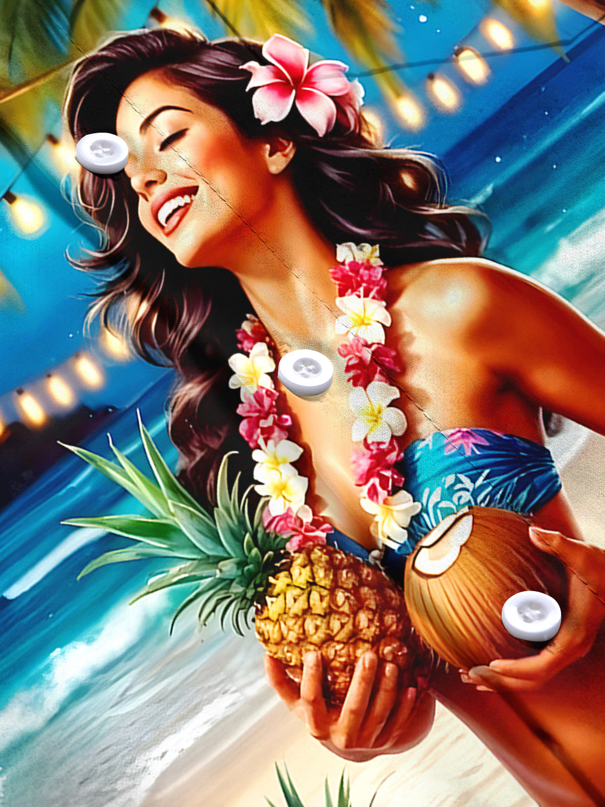 Hawaiian Beauty Girl Men's Pocket Short Sleeve Shirts