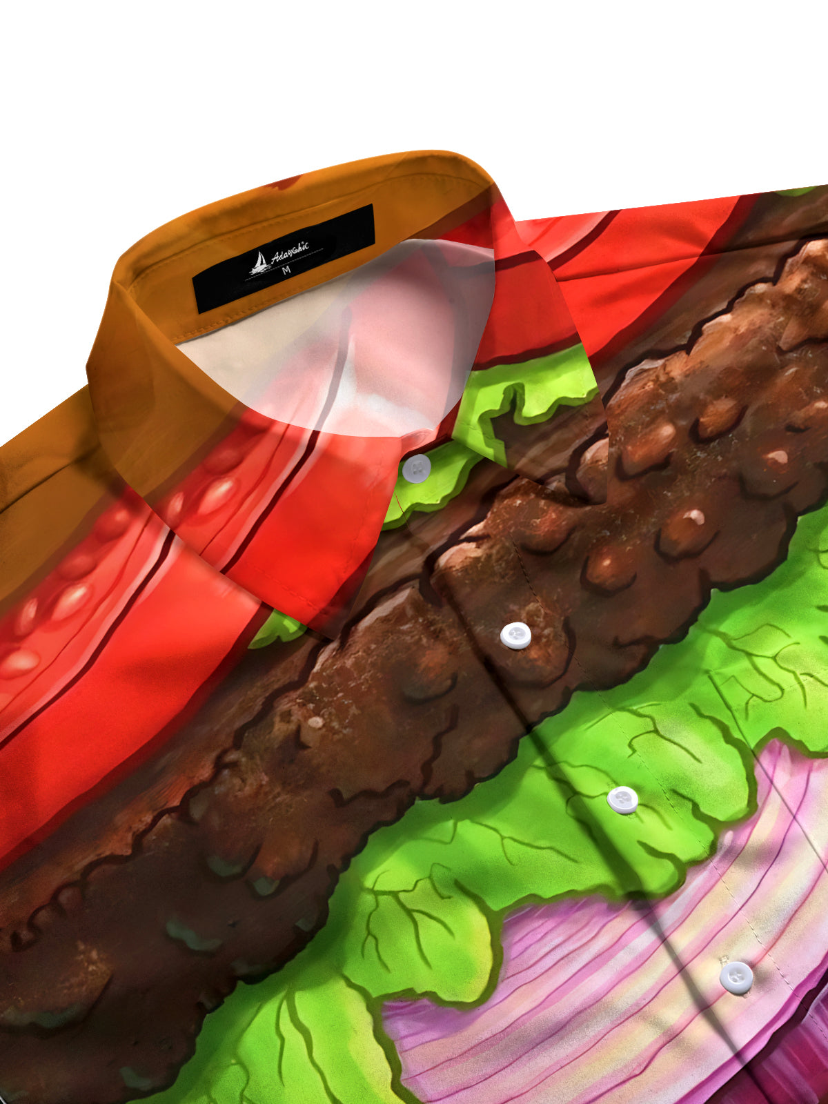 Hamburger Print Men's Pocket Short Sleeve Shirts