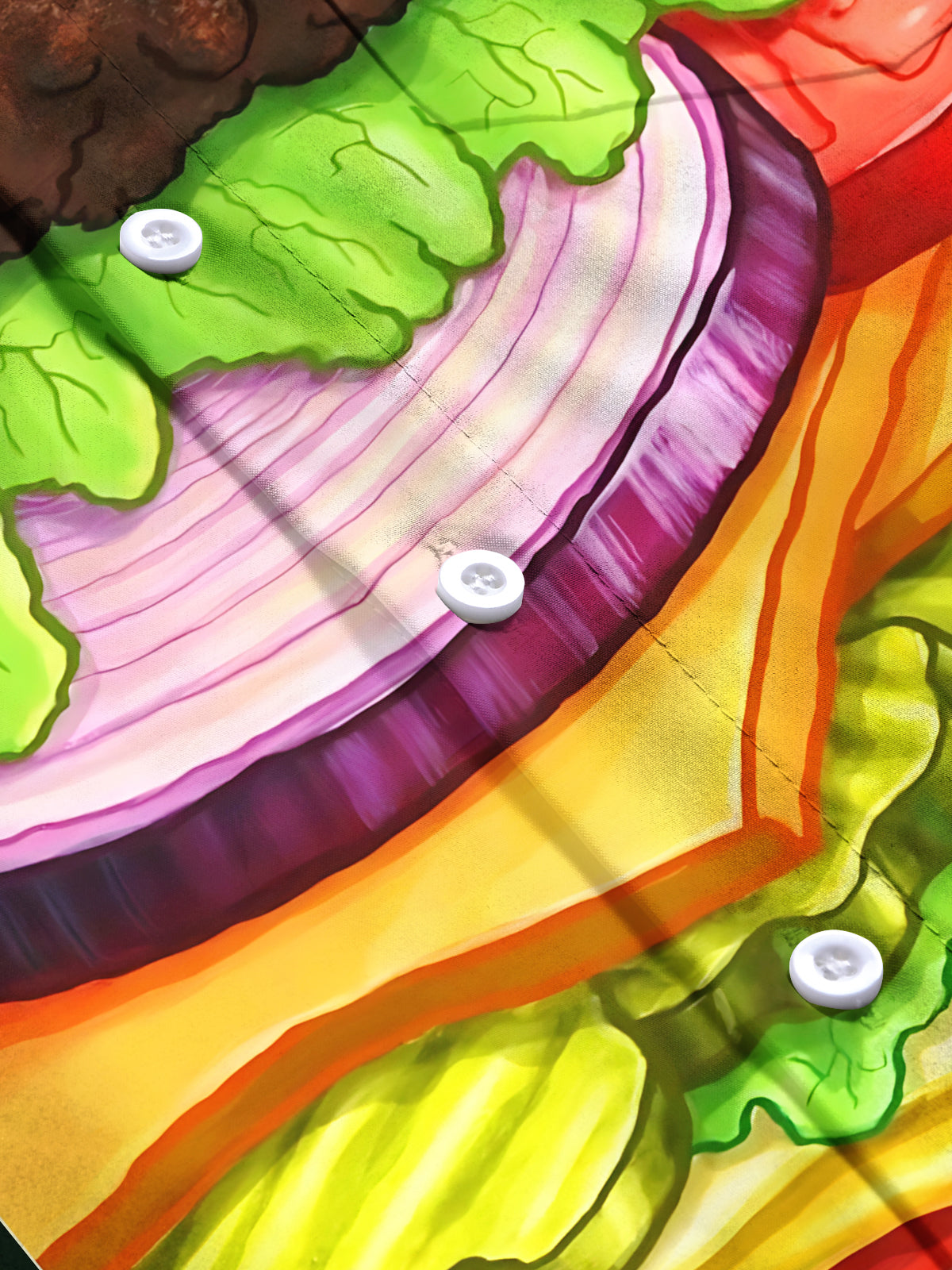 Hamburger Print Men's Pocket Short Sleeve Shirts