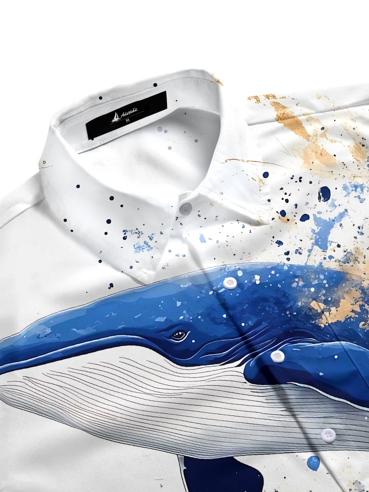 Blue Whale Print Men's Pocket Short Sleeve Shirts