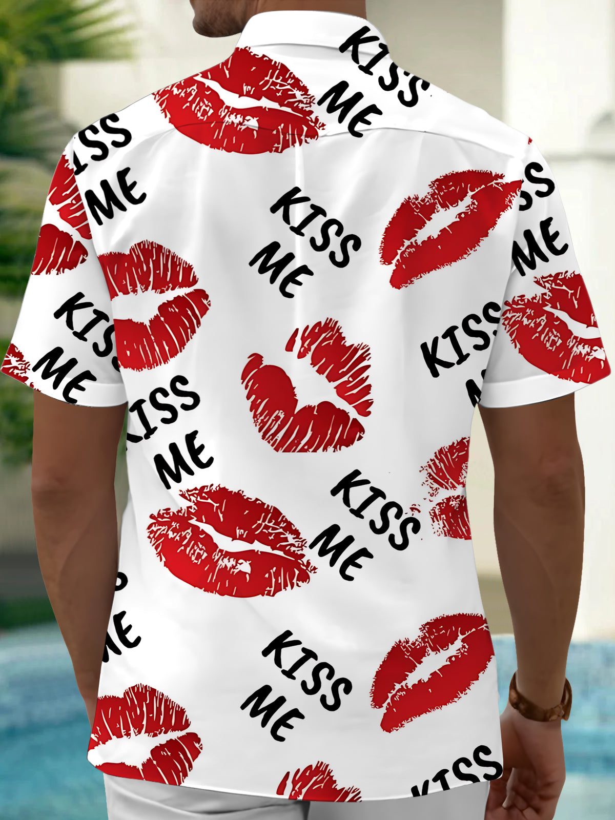 Kiss Me Men's Pocket Short Sleeve Shirts