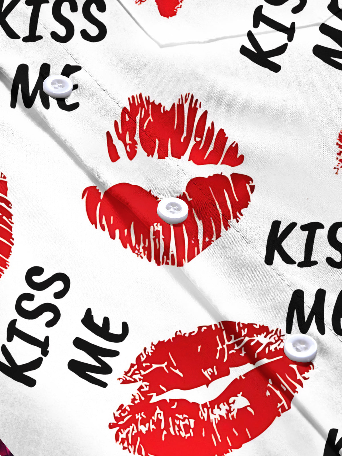 Kiss Me Men's Pocket Short Sleeve Shirts