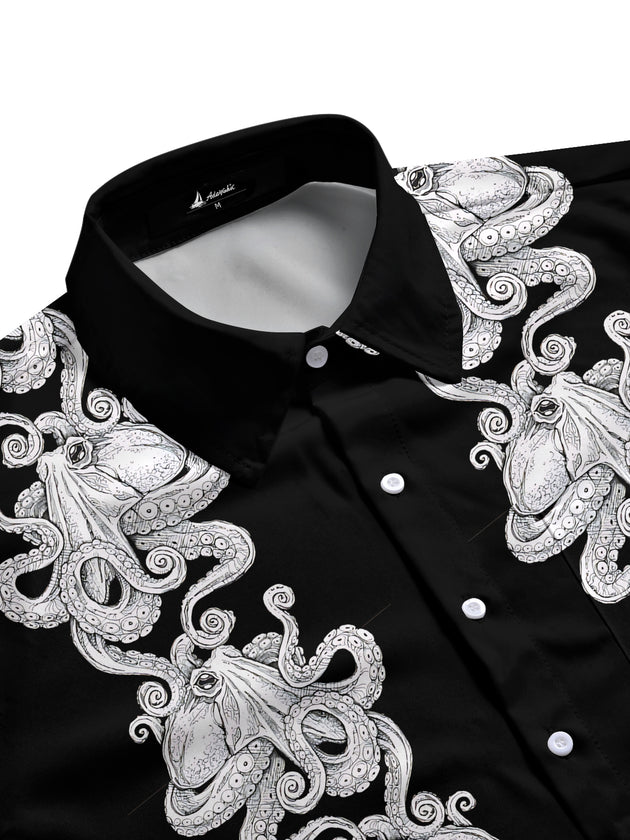 men's ocean pattern shirt side view