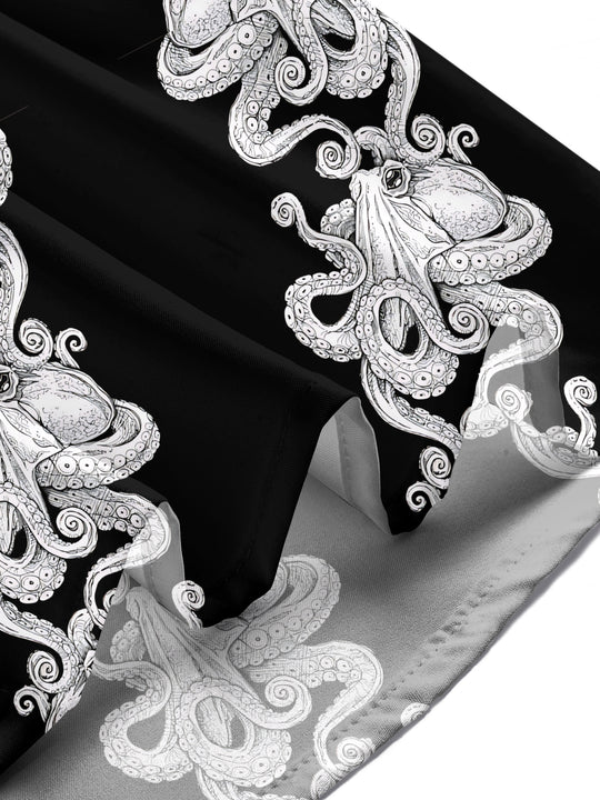 men's octopus print shirt close-up short sleeve