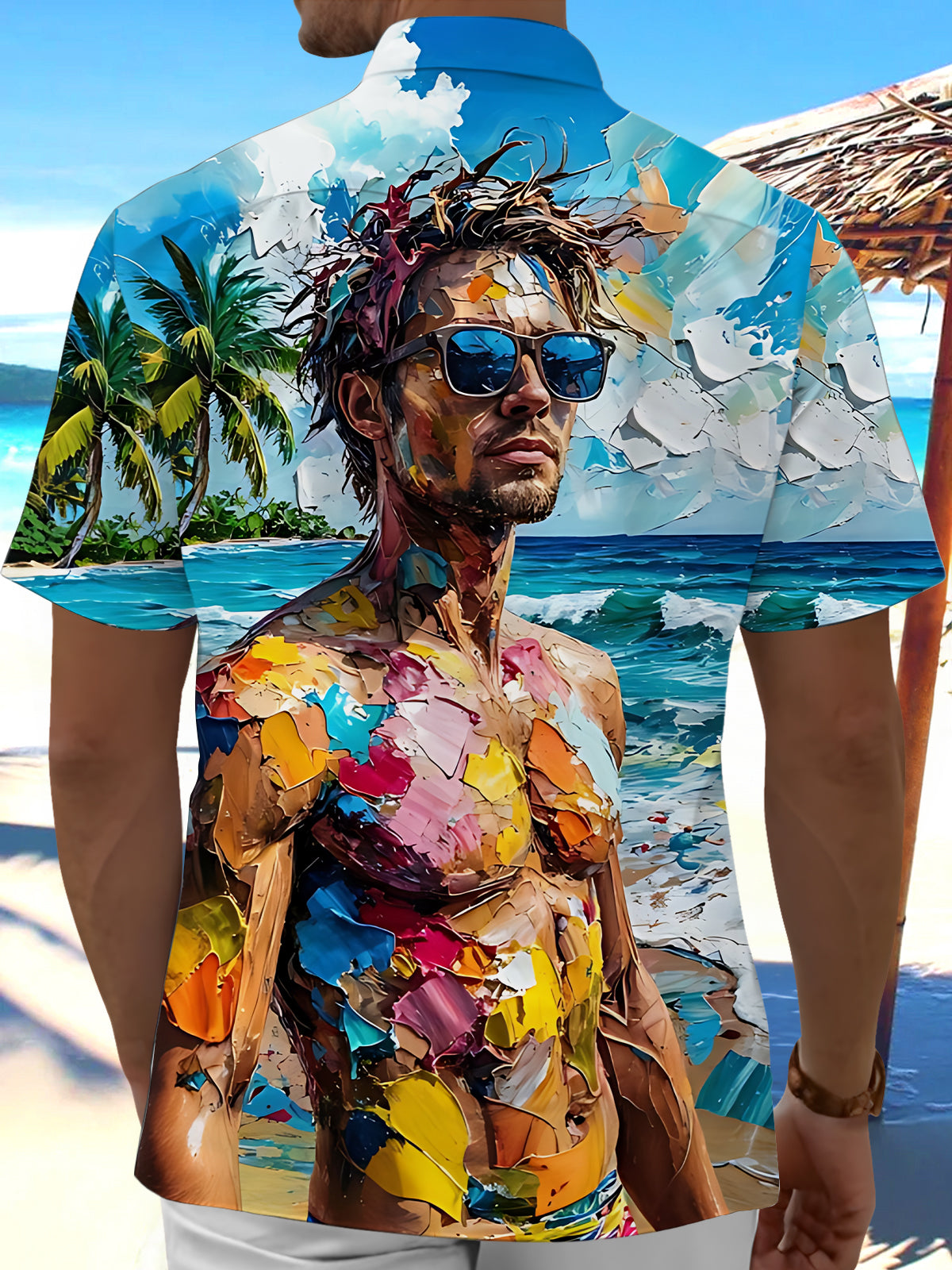 Oil Painting Art Print Men's Pocket Short Sleeve Shirts