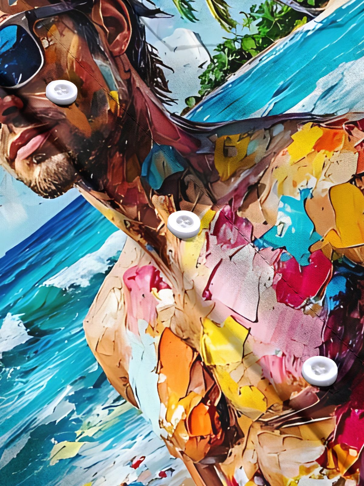 Oil Painting Art Print Men's Pocket Short Sleeve Shirts